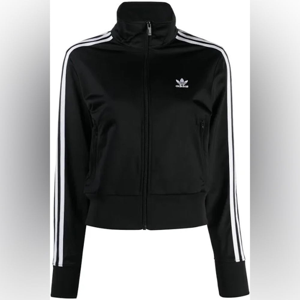 adidas Black Track Bomber Jacket with White Stripes